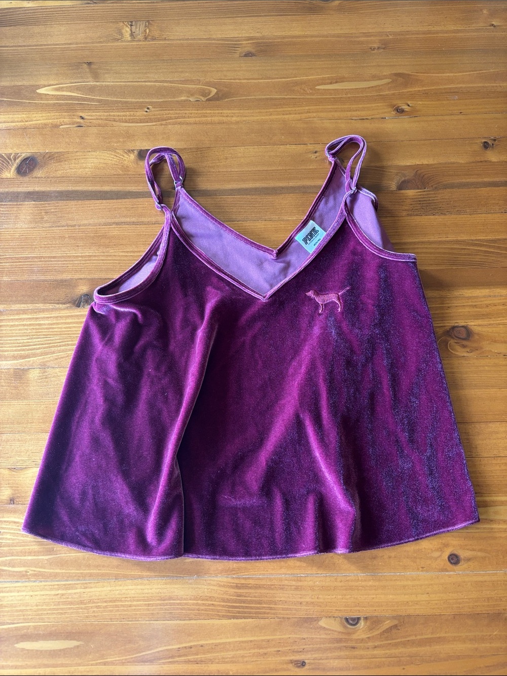PINK Victoria's Secret Velvet V-Neck Cami in Deep Magenta